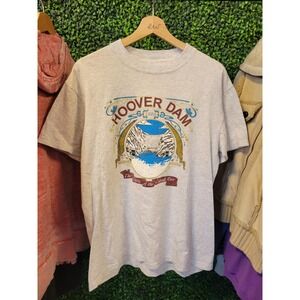 vtg 90s HOOVER DAM NEVADA Tee Medium // heather grey Colorado river Arizona